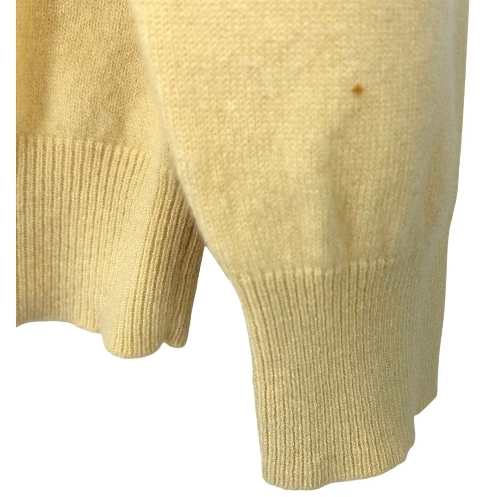 Lands'‎ End V-Neck Cashmere Sweater Yellow Mens L/T Tall Preppy Old Money